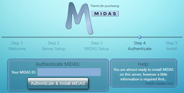 MIDAS Install Authentication