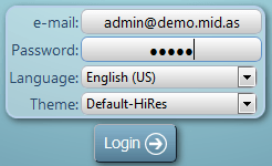 MIDAS room booking and resource scheduling login screen