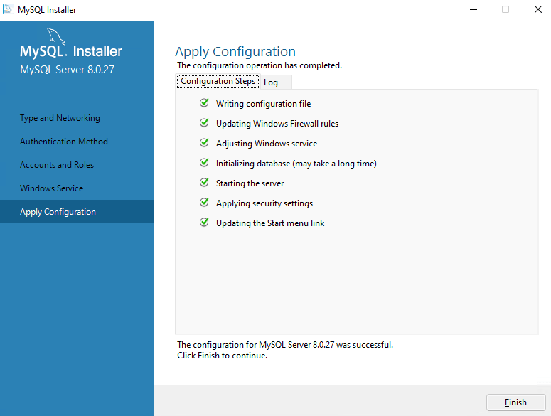 MySQL Windows Installation Complete