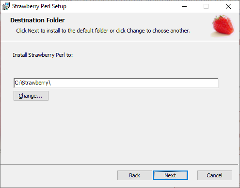 Choose where to install Strawberry Perl to