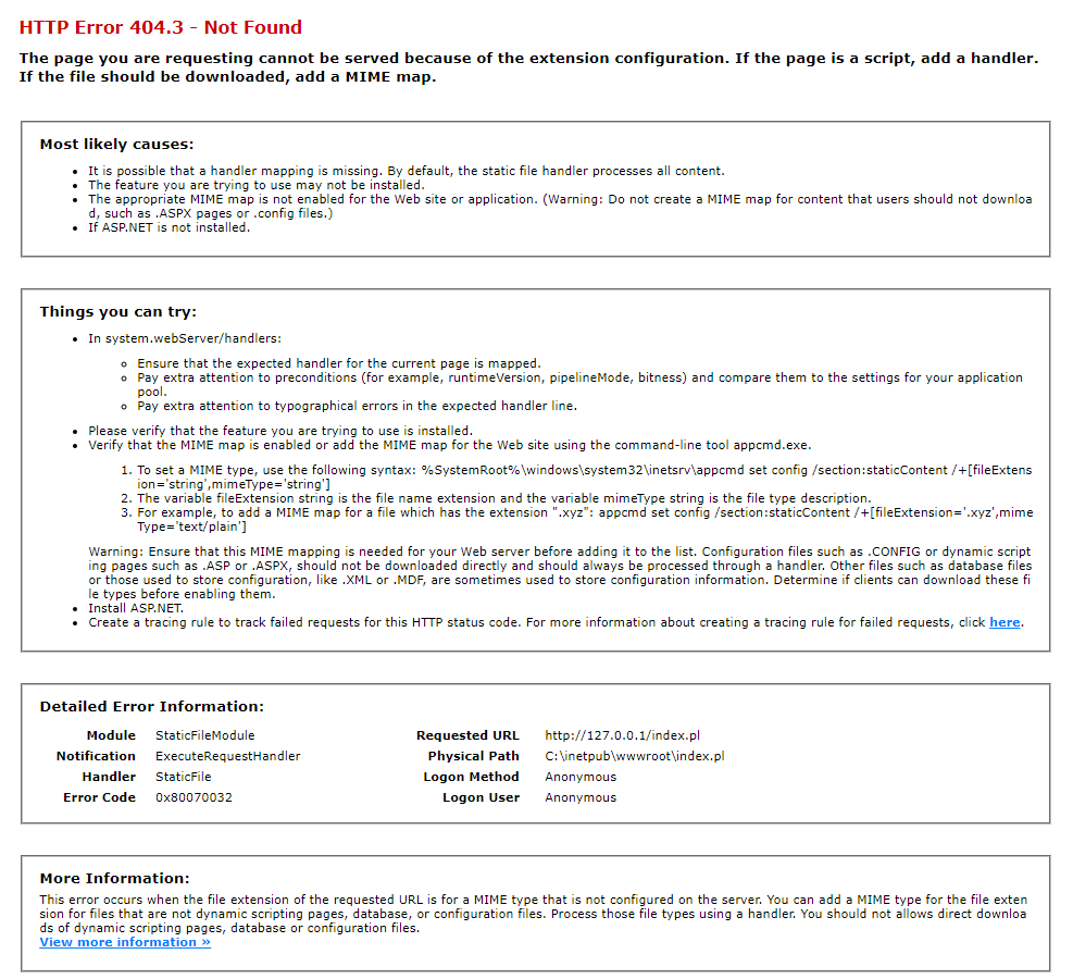 Enabled Detailed IIS Error Pages