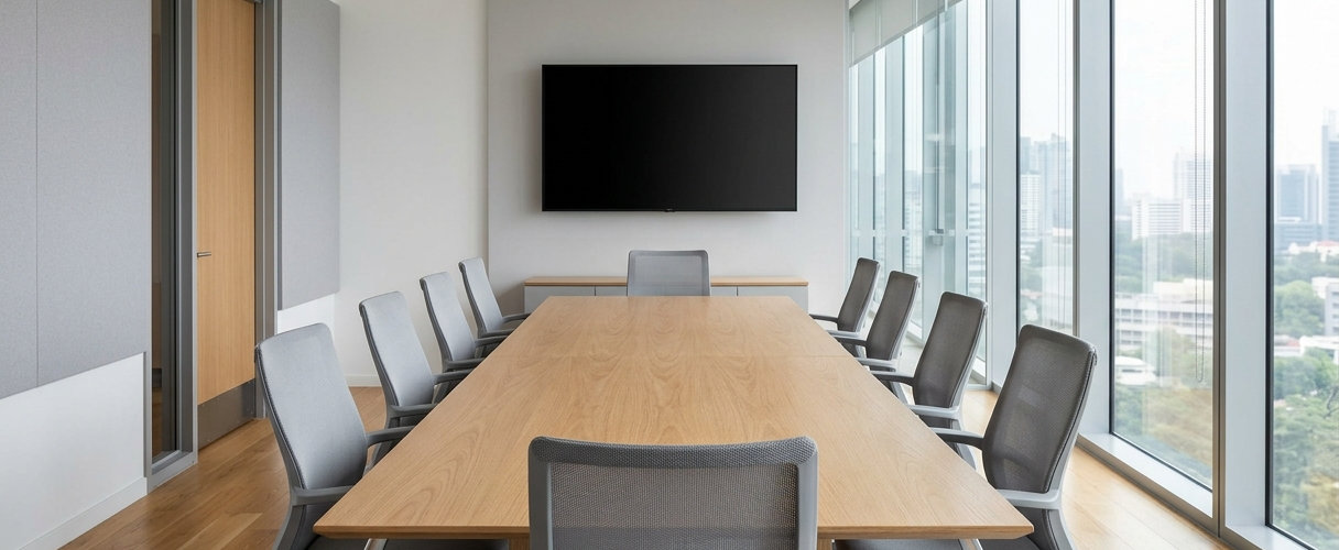 meeting and conference room scheduling software shown on a laptop, monitor, tablet and phone