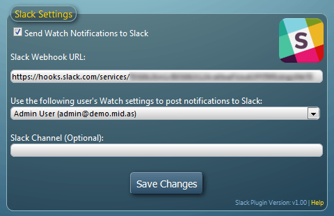 Slack Addon Settings
