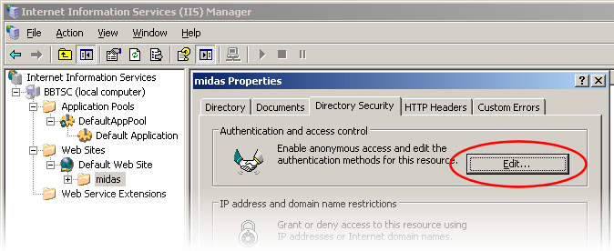 IIS 6 Directory Security