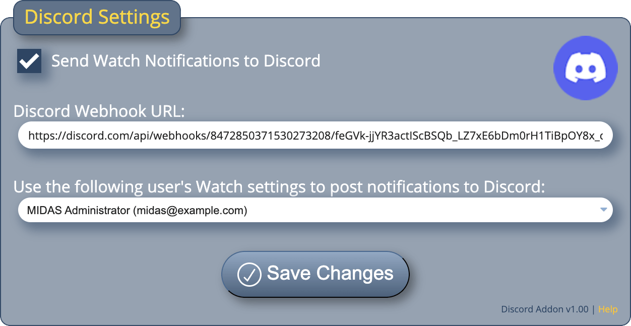Discord Addon Settings