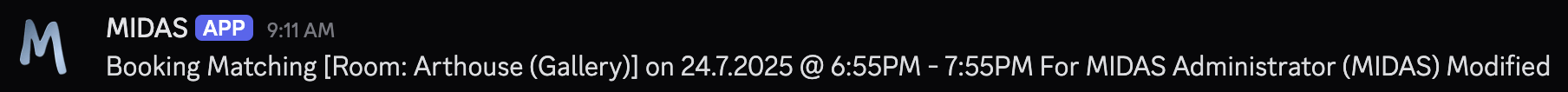 Example Discord Message posted by MIDAS