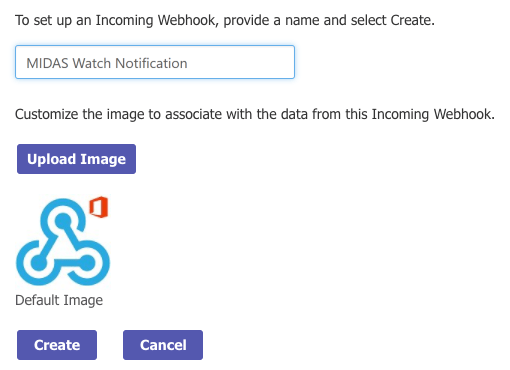 Name an Incoming Webhook for Microsoft Teams