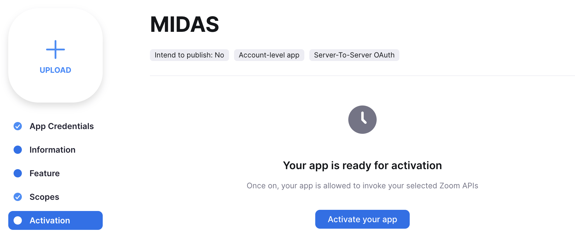 Activate a new Zoom App