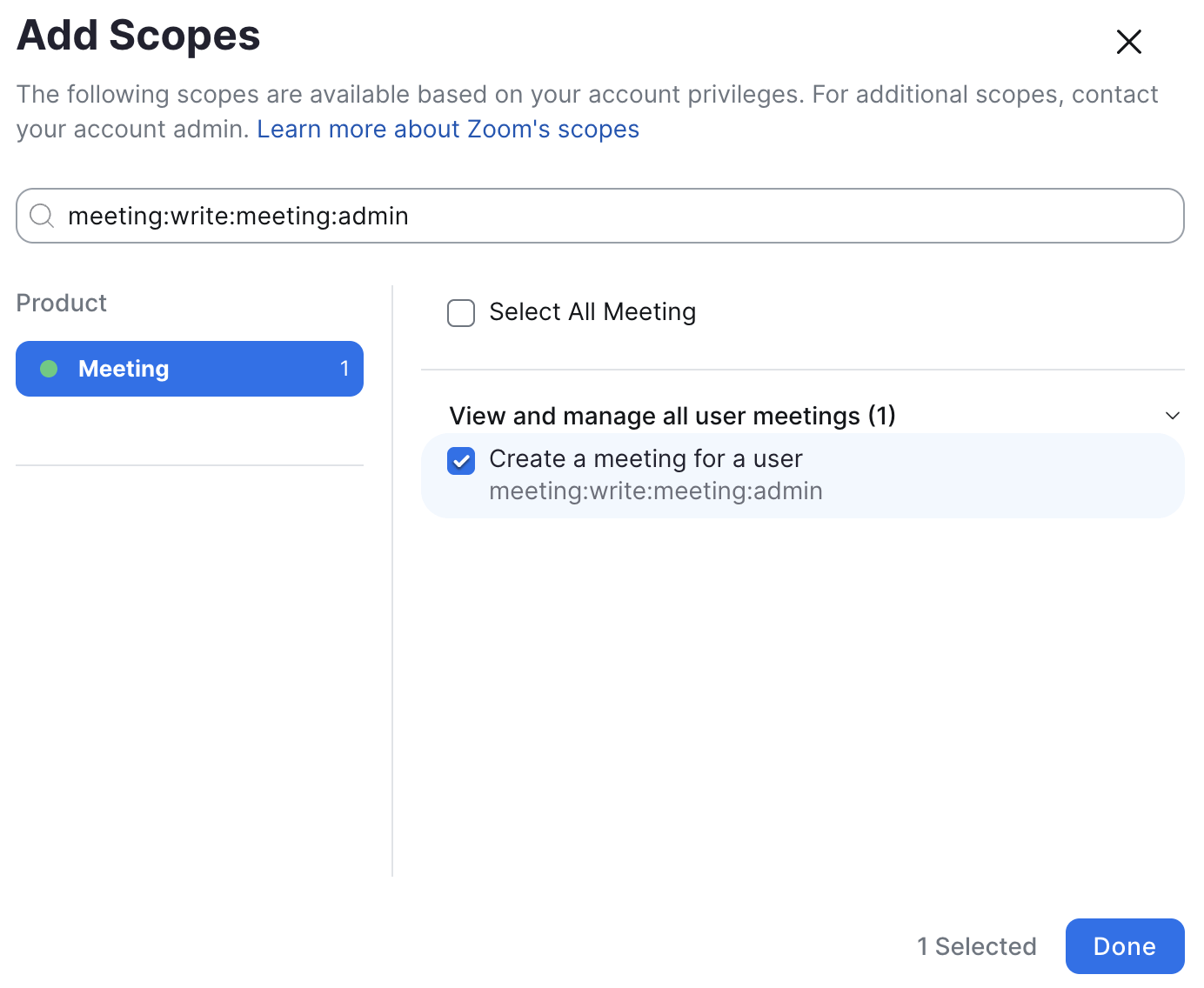 Add Scopes to a Zoom App