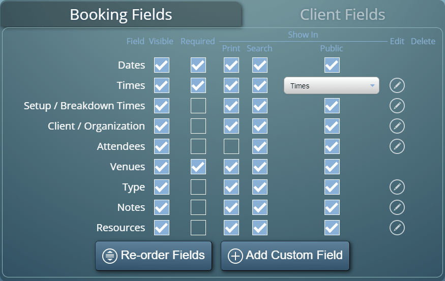 Extensive control over Booking and Client Fields in MIDAS