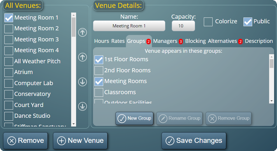 Assigning rooms to venue groups