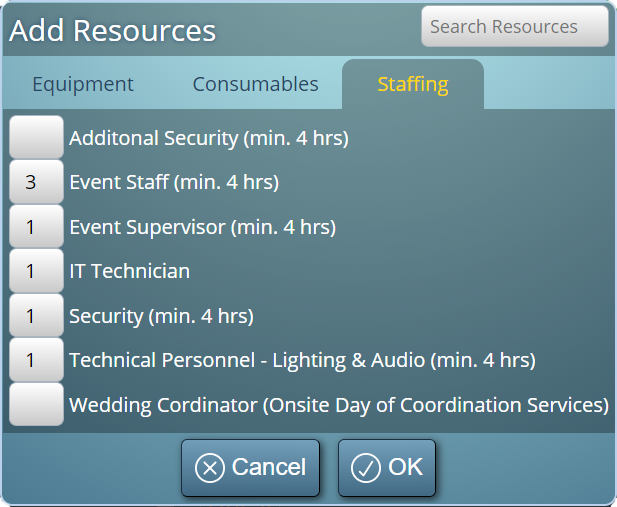 Assign resources to your bookings and events