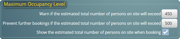 Set maximum occupancy (capacity) limits in MIDAS