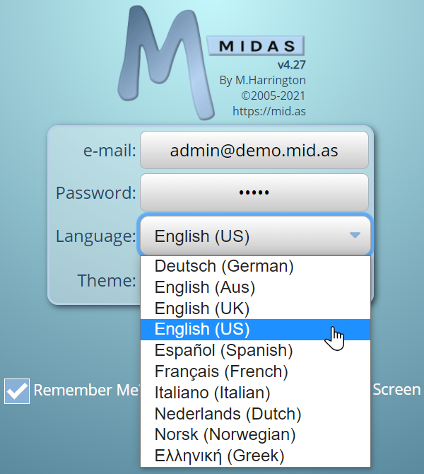 MIDAS can be used in a variety of different language translations