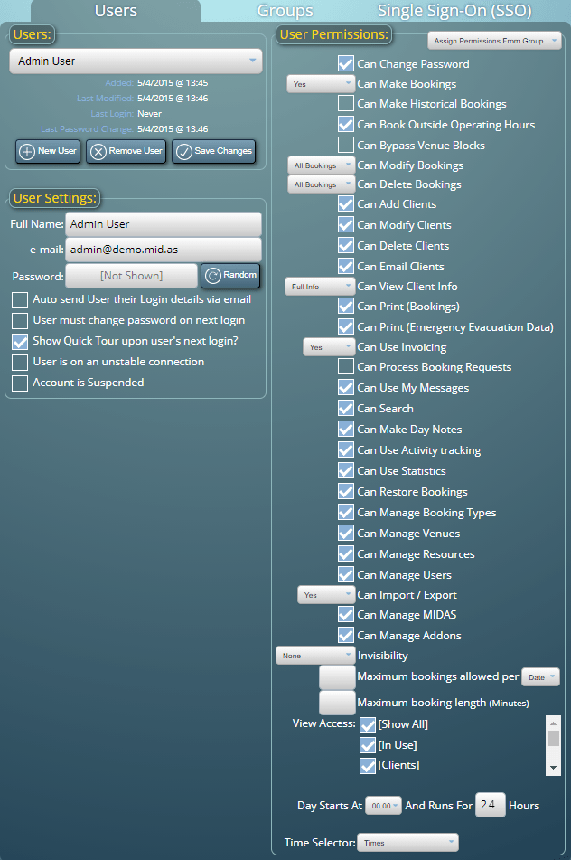 Multi User Support | MIDAS Booking System