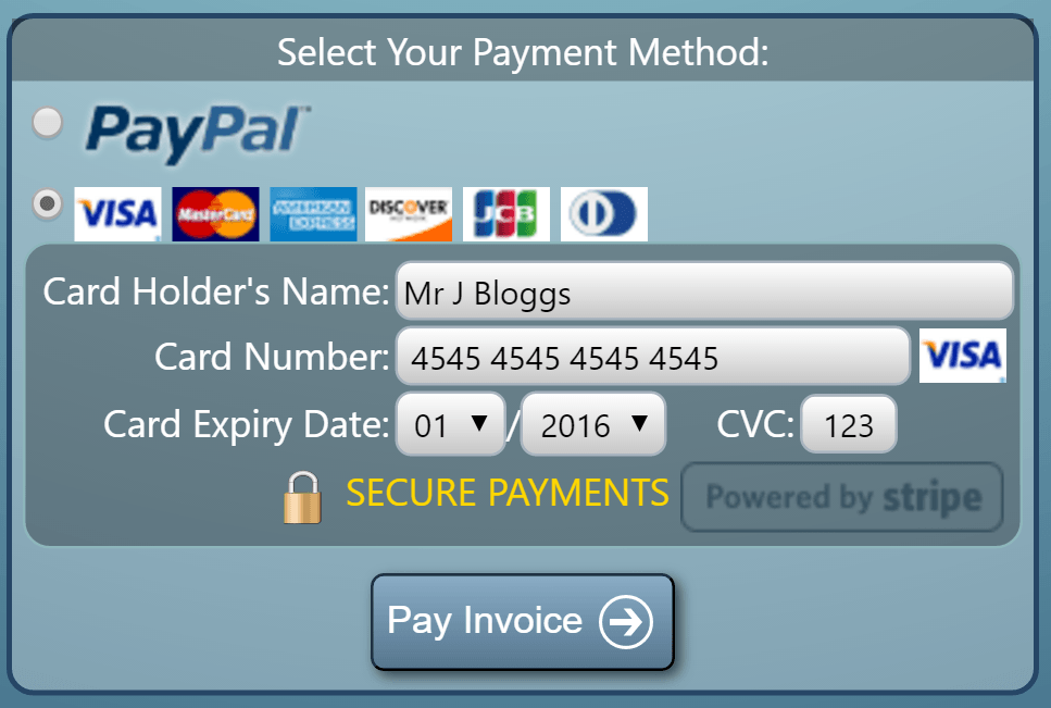 Multiple online payment methods supported by MIDAS