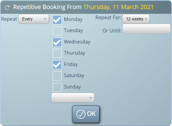 Quickly schedule regular recurring bookings for clients