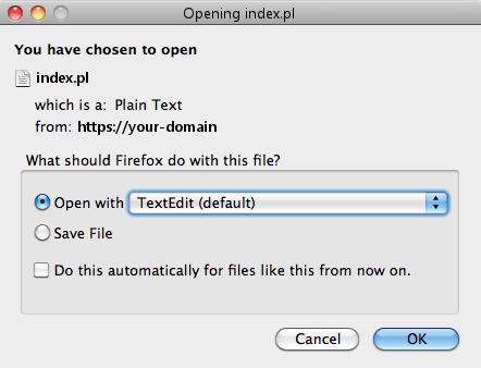 Browser prompt to open or save index.pl file