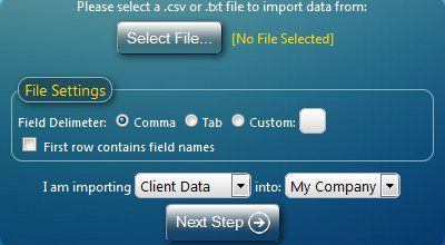 Import client data into MIDAS