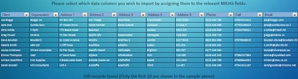 Import from Excel or another spreadsheet into MIDAS