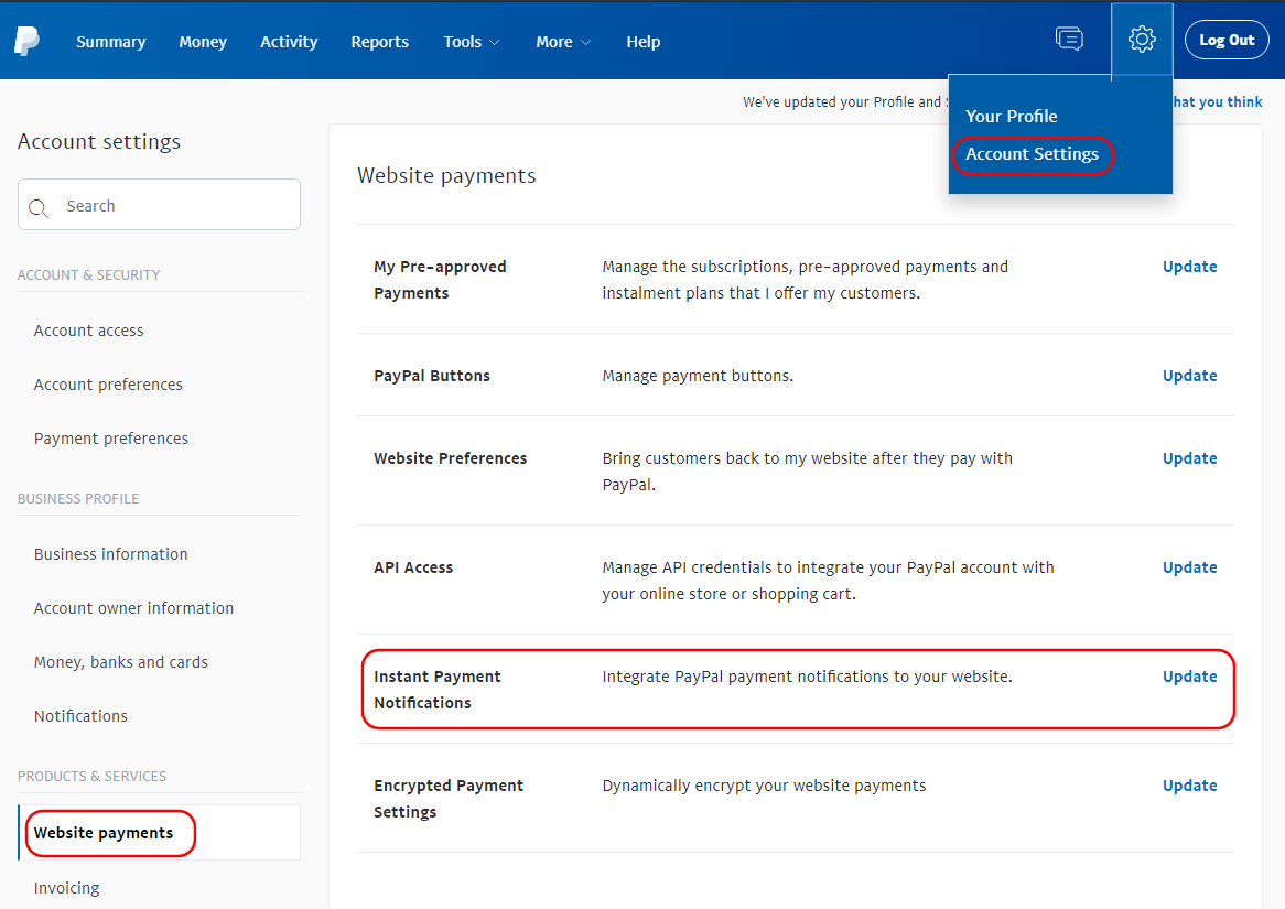 PayPal Instant Payment Notifications