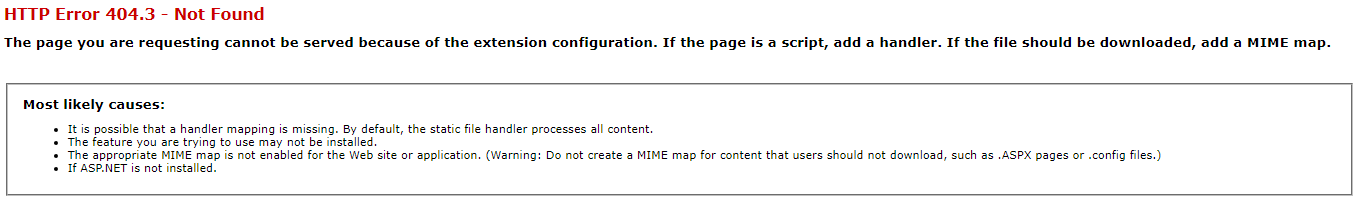 HTTP Error 404.3 - Not Found