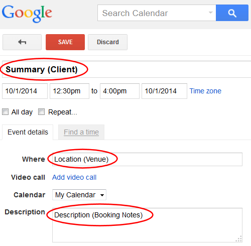 Sync a Google Calendar with MIDAS