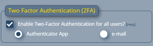 Globally enable two-factor authentication for all user accounts in MIDAS v4.38 and later