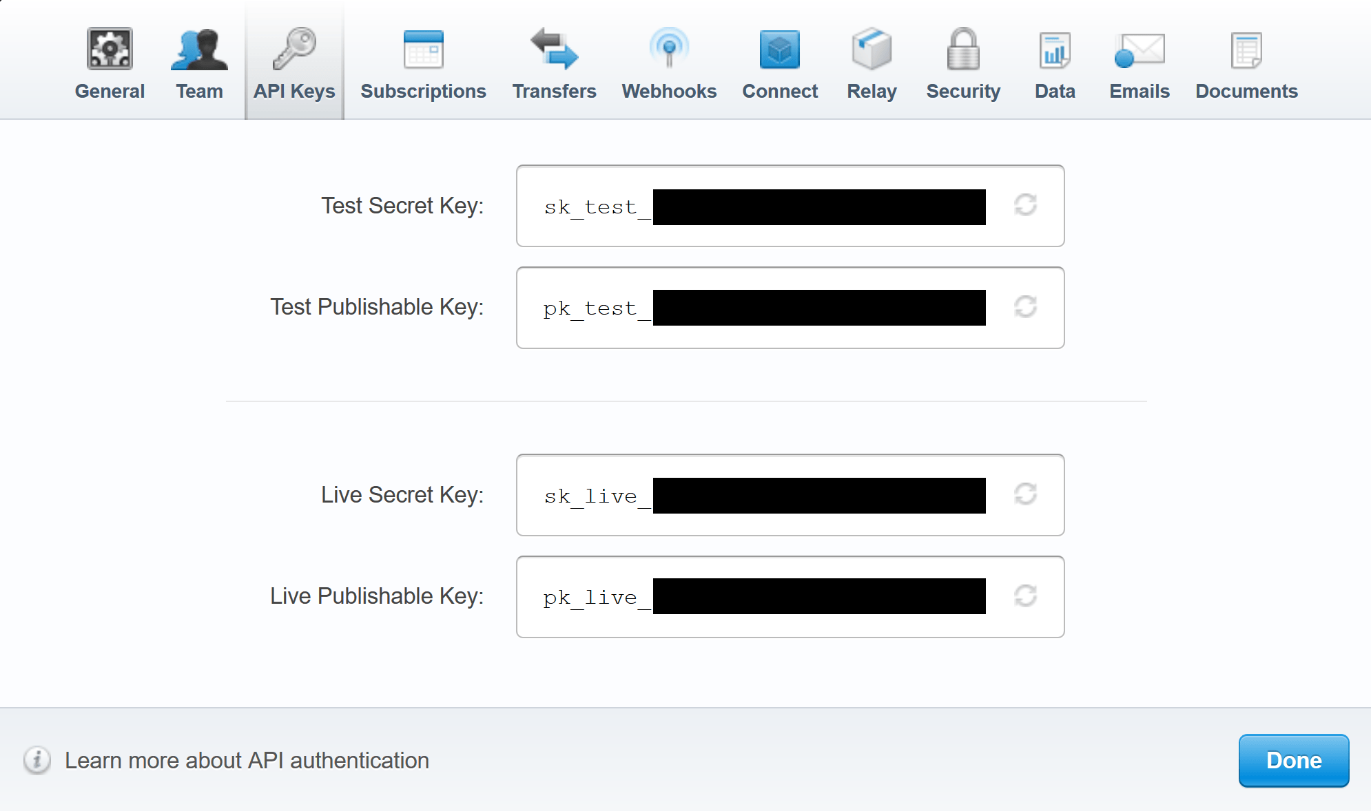 Obtain Stripe API keys