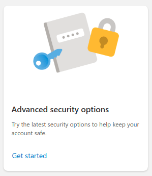 Microsoft Account Advanced Security Options