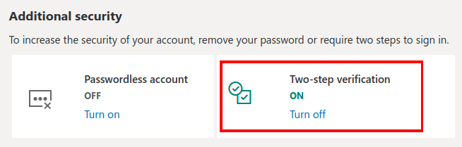 Microsoft Account Two Step Verification