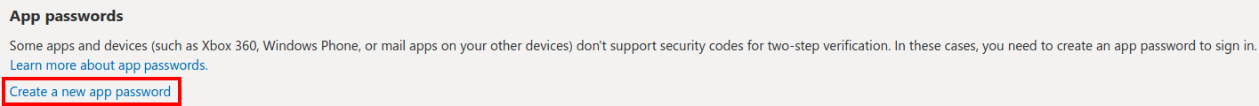 Create an App Password in your Microsoft Account