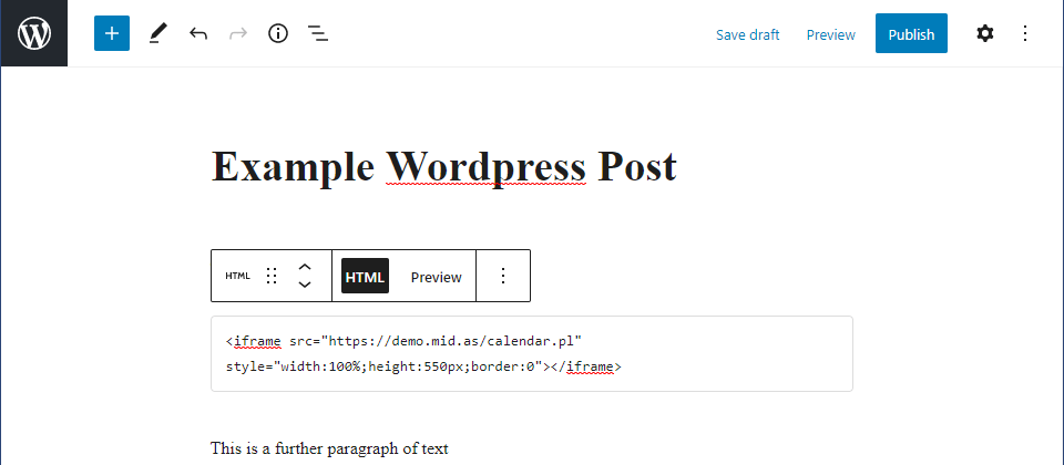 Embed an IFRAME into WordPress