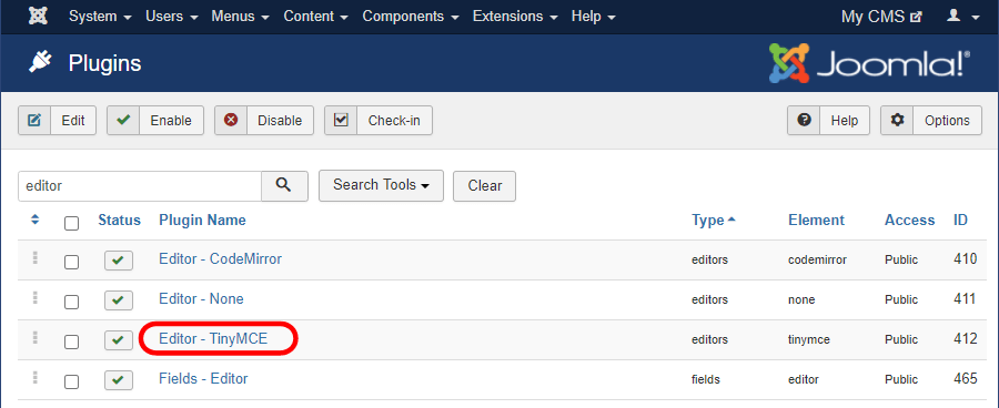 TinyMCE Plugin for Joomla!