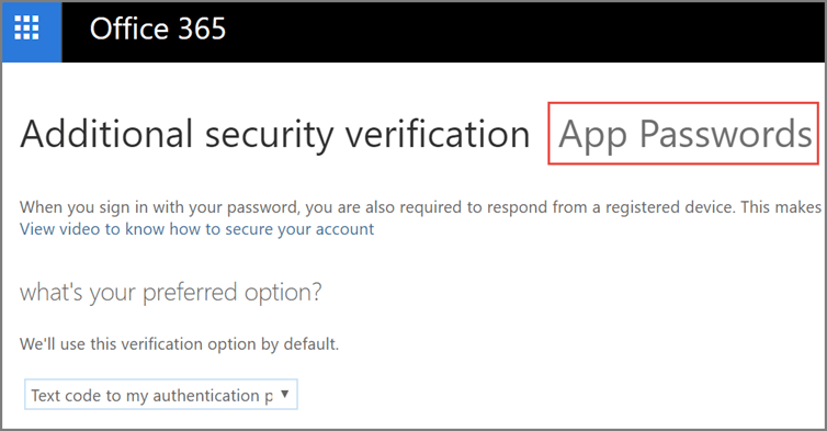 Office 365 App Passwords