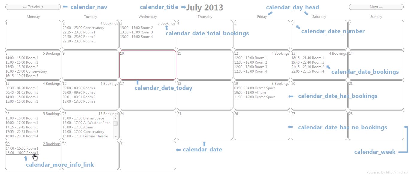 Embeddable Web Calendar Style Guide